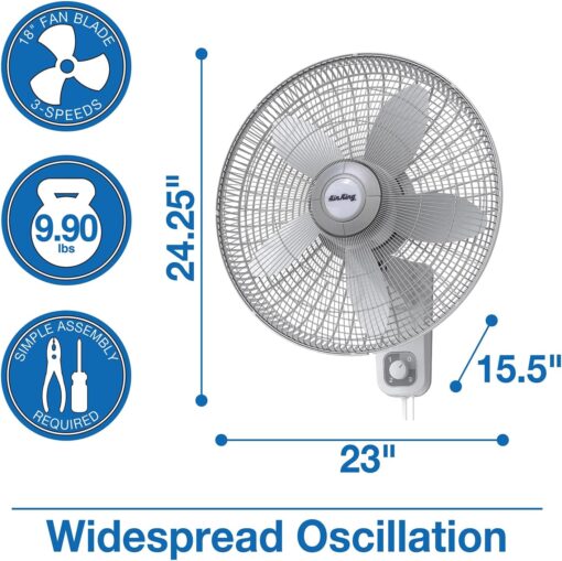 Air King 18" Oscillating Wall Mount Fan - Premier Hydro - Image 4
