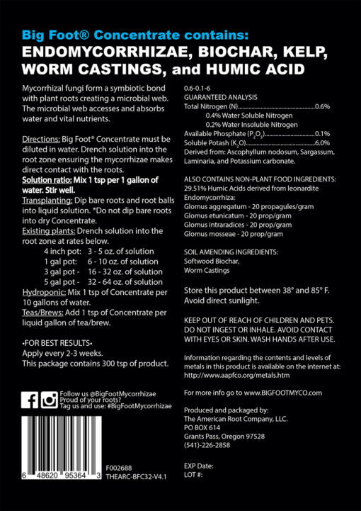 Big Foot Mycorrhizae Concentrate, 4 oz - Premier Hydro - Image 2