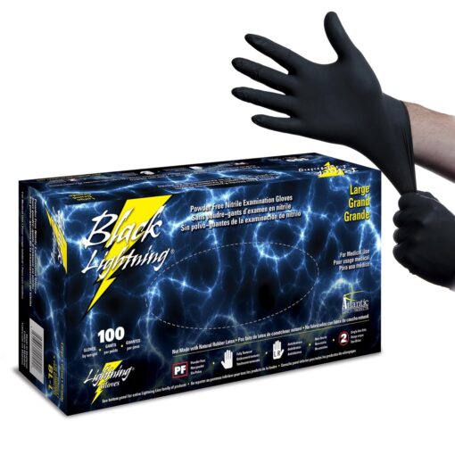 Black Lightning Powder Free Nitrile Gloves Large (100/Box) - Premier Hydro