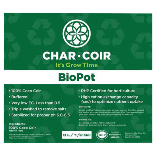 Char Coir BioPot, 3 L, case of 24 - Image 2