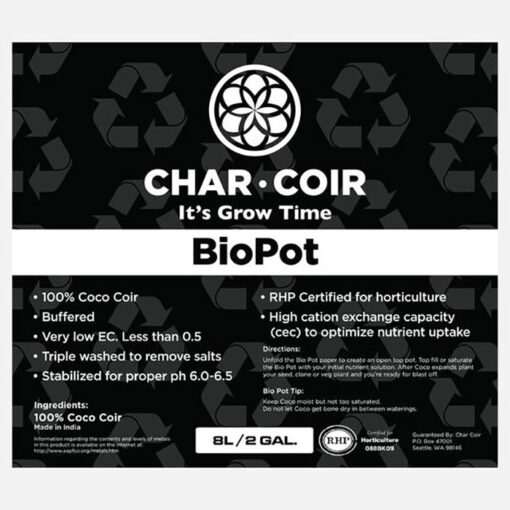Char Coir BioPot, 8 L, case of 10 - Image 2