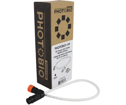 18" PHOTOBIO VP Power Link cable, 18AWG (White) - Premier Hydro - Image 3