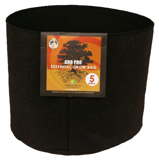 Gro Pro Essential Round Fabric Pot - Black 5 Gallon
