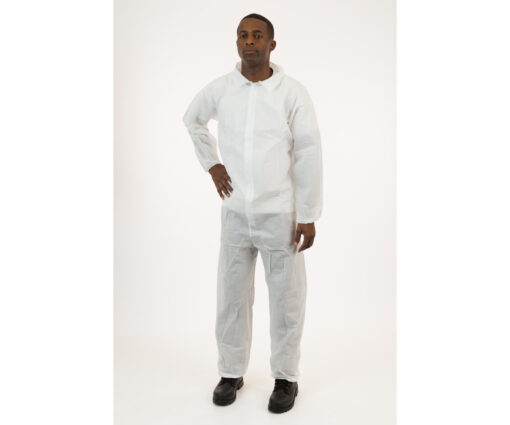 White SMS Coverall, Elastic Wrist & Ankle, Large, case of 25 - Premier Hydro - Image 3
