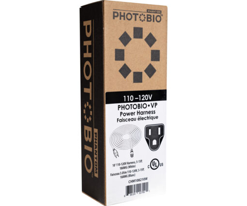 PHOTOBIO VP White Cable Harness, 18AWG, 110-120V, 5-15P, 10' - Premier Hydro - Image 2
